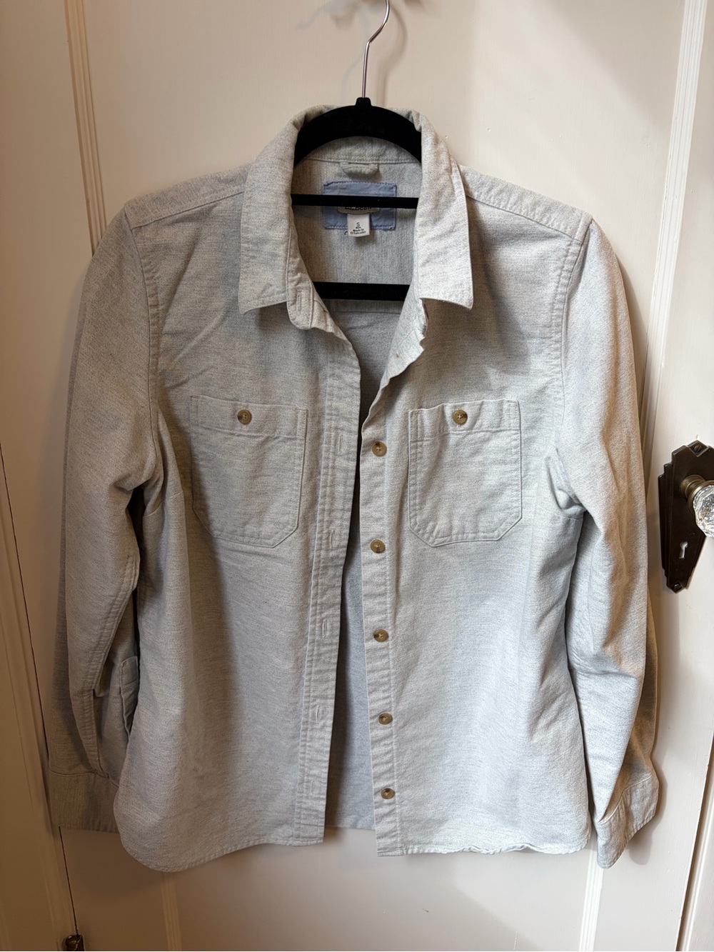 L.L. Bean Light Gray Button-Front Shirt Jacket